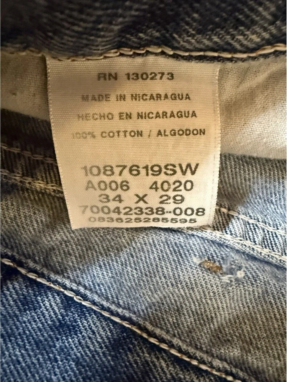 Vintage Rustler Jeans 34x29 Men’s Unisex Straight Leg Blue Denim Distressed